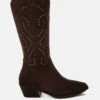 Lariat Studs Embellished Cowboy Boots -Her Shoe World LariatStudsEmbellishedCowboyBootsRCSH5300BROWN 6