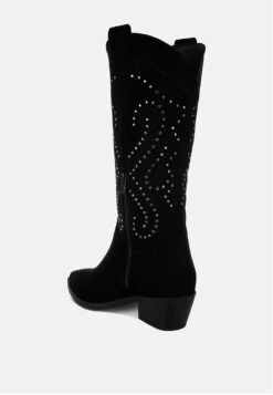 Lariat Studs Embellished Cowboy Boots -Her Shoe World Lariat Studs Embellished Cowboy Boots RCSH5300 black 7