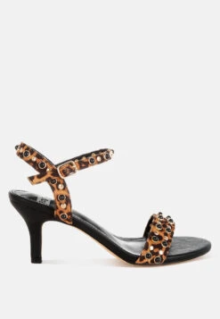 Laro Studs & Pearls Detail Leopard Sandals