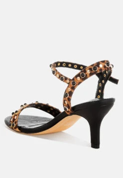 Laro Studs & Pearls Detail Leopard Sandals -Her Shoe World LaroStuds PearlsDetailLeopardSandalsRCSH5632 7
