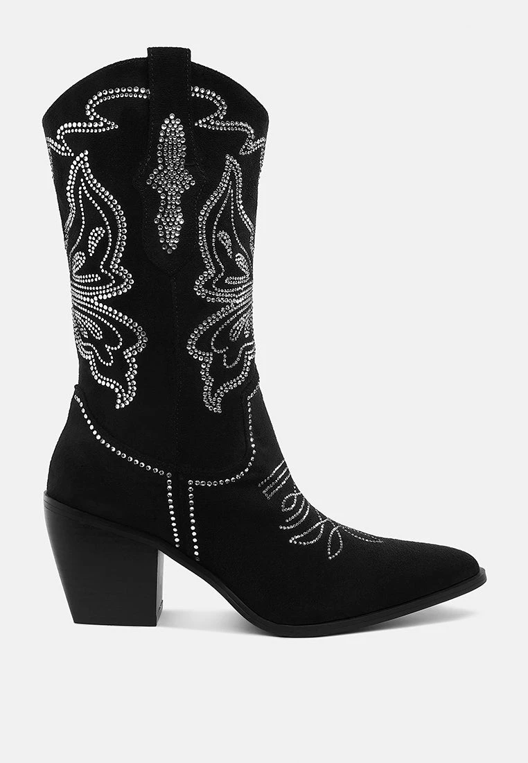 Latafa Rhinestones Embellished Cowboy Boots 3 Latafa Rhinestones Embellished Cowboy Boots