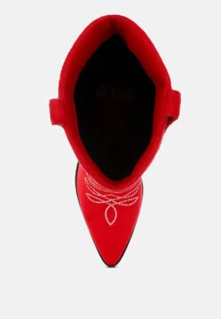 Latafa Rhinestones Embellished Cowboy Boots 28 Latafa Rhinestones Embellished Cowboy Boots -Her Shoe World Latafa Rhinestones Embellished Cowboy Boots RCSH5219 RED 10