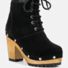 MAAYA Black Handcrafted Collared Suede Boot -Her Shoe World MAAYABlackHandcraftedFurCollaredSuedeBoot RCSH2961 Black 1