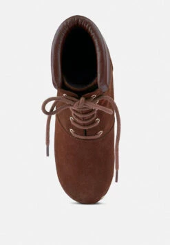 MAAYA Brown Handcrafted Collared Suede Boot 14 MAAYA Brown Handcrafted Collared Suede Boot -Her Shoe World MAAYABrownHandcraftedCollaredSuedeBoot RCSH2961 Brown 4