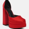 MARTINI Red Sky High Platform Sandals -Her Shoe World MARTINISkyHighRampwalkSatinSandals RCSH3150 Red 1