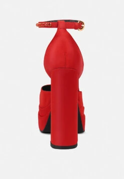 MARTINI Red Sky High Platform Sandals -Her Shoe World MARTINISkyHighRampwalkSatinSandals RCSH3150 Red 7