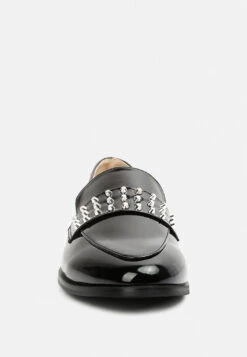 MEANBABE Semicasual Stud Detail Patent Loafers In Black -Her Shoe World MEANBABESemicasualStudDetailPatentLoafersinBlack RCSH4051 BLACK 1