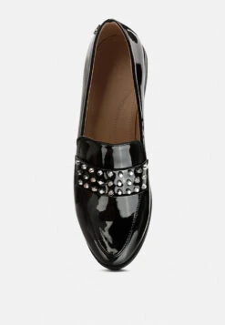 MEANBABE Semicasual Stud Detail Patent Loafers In Black -Her Shoe World MEANBABESemicasualStudDetailPatentLoafersinBlack RCSH4051 BLACK 5