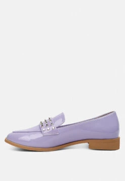 MEANBABE Semicasual Stud Detail Patent Loafers In Lilac -Her Shoe World MEANBABESemicasualStudDetailPatentLoafersinLilac RCSH4051 Lilac 6