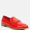 MEANBABE Semicasual Stud Detail Patent Loafers In Red -Her Shoe World MEANBABESemicasualStudDetailPatentLoafersinRed RCSH4051 Red 1