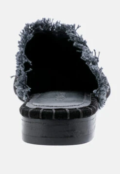 MOLLY Black Frayed Leather Mules -Her Shoe World MOLLYBlackFrayedLeatherMules RCSH1868 Black 6