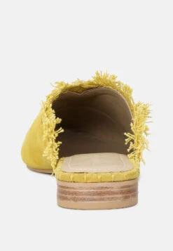 MOLLY Mustard Frayed Leather Mules -Her Shoe World MOLLYMustardFrayedLeatherMules RCSH1868 Mustard 6