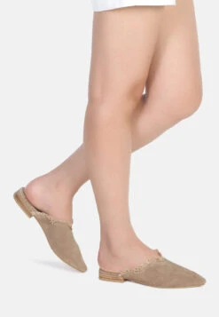 MOLLY Taupe Frayed Leather Mules 15 MOLLY Taupe Frayed Leather Mules -Her Shoe World MOLLYTaupeFrayedLeatherMules RCSH1868 Taupe 17