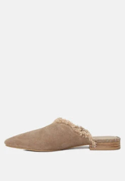 MOLLY Taupe Frayed Leather Mules 12 MOLLY Taupe Frayed Leather Mules -Her Shoe World MOLLYTaupeFrayedLeatherMules RCSH1868 Taupe 4