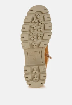 Madoka Fur Collar Chunky Ankle Boots -Her Shoe World MadokaFurCollarChunkyAnkleBootsRCSH5011TAN 9