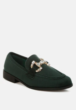 Maestro Diamante Embellished Horsebit Loafers 34 Maestro Diamante Embellished Horsebit Loafers -Her Shoe World Maestro Diamante Embellished Horsebit Loafers RCSH4992 GREEN 7