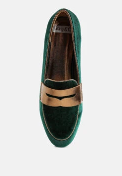 Malta Penny Strap Velvet Loafers -Her Shoe World Malta Penny Strap Velvet Loafers RCSH5346 GREEN 2 e84bc07c abf5 4f96 a074 9d550b79ef7e