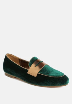 Malta Penny Strap Velvet Loafers -Her Shoe World Malta Penny Strap Velvet Loafers RCSH5346 GREEN 6 503d0621 33de 4c54 9a74 66a6eb4a2017