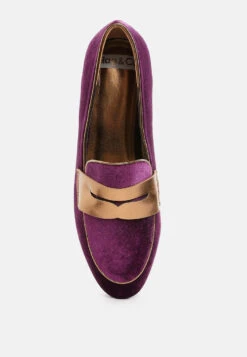 Malta Penny Strap Velvet Loafers -Her Shoe World Malta Penny Strap Velvet Loafers RCSH5346 PURPLE 4 79b9b1b8 7e98 4d2a 9135 dac3b1e4061f