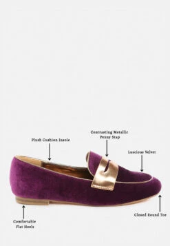 Malta Penny Strap Velvet Loafers -Her Shoe World Malta Penny Strap Velvet Loafers RCSH5346 PURPLE 7 83fd5f8f 818a 434b 8d18 e9baa57e49a0