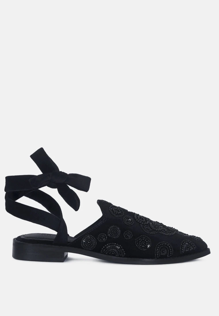 Mande Embroidered Velvet Mules In Black 4 Mande Embroidered Velvet Mules In Black - Image 2