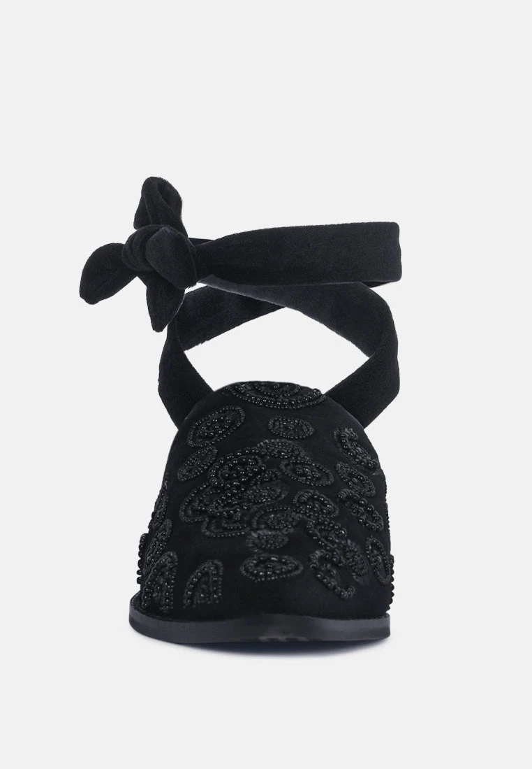 Mande Embroidered Velvet Mules In Black 5 Mande Embroidered Velvet Mules In Black - Image 3