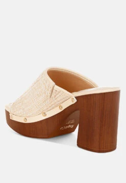 Marengo Raffia Wooden Clogs 16 Marengo Raffia Wooden Clogs -Her Shoe World MarengoRaffiaWoodenClogsRCSH5433 5