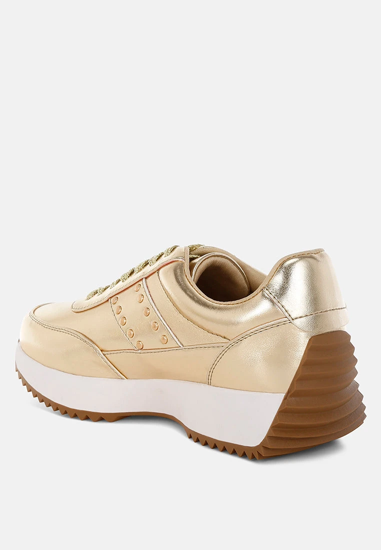 Mujori Metallic Pleather Studded Sneakers 5 Mujori Metallic Pleather Studded Sneakers - Image 3