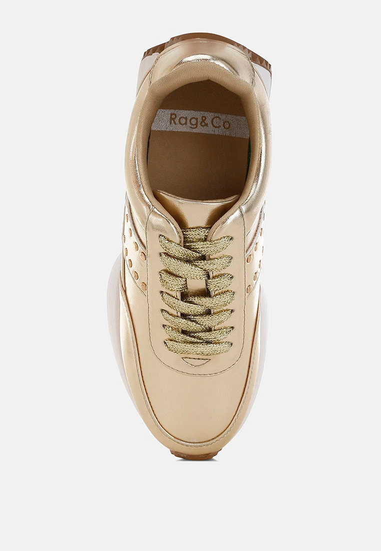 Mujori Metallic Pleather Studded Sneakers 6 Mujori Metallic Pleather Studded Sneakers - Image 4