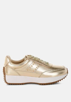Mujori Metallic Pleather Studded Sneakers