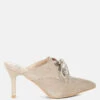 Miladi Genuine Suede Leather Stiletto Mules -Her Shoe World MiladiSuedeStilettoMulesRCSH5366BEIGE 5