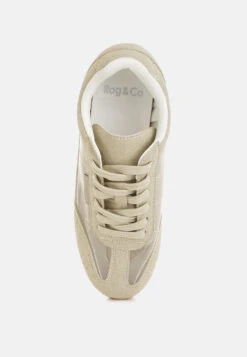 Milon Microfiber & Mesh Sneakers -Her Shoe World Milon Microfiber Mesh Sneakers RCSH5268 BEIGE