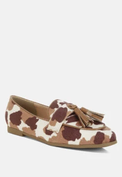 Moraug Faux Suede Tassels Loafers 8 Moraug Faux Suede Tassels Loafers -Her Shoe World MoraugFauxSuedeTasselsLoafersRCSH5581COWPRINT 2