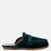 Seyhan Fur Detail Velvet Slip-On Mules -Her Shoe World MulesFurDetailVelvetSlip OnMules RCSH5205 BottleGreen 13