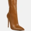NAGINI Over Ankle Pointed Toe High Heeled Boot In Tan -Her Shoe World NAGINIOverAnklePointedToeHighHeeledBootinTan RCSH2533TAN 2