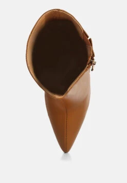 NAGINI Over Ankle Pointed Toe High Heeled Boot In Tan -Her Shoe World NAGINIOverAnklePointedToeHighHeeledBootinTan RCSH2533TAN 7