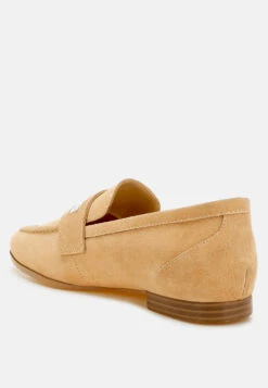 New Ode Rhinestone Penny Strap Loafers -Her Shoe World NewOdeRhinestonePennyStrapLoafersRCSH5058BEIGE 8