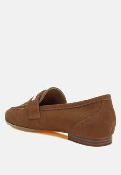 New Ode Rhinestone Penny Strap Loafers -Her Shoe World New Ode Rhinestone Penny Strap Loafers RCSH5058 TAN 2