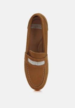New Ode Rhinestone Penny Strap Loafers -Her Shoe World New Ode Rhinestone Penny Strap Loafers RCSH5058 TAN 5 77f56aa9 8eee 4b08 a0d5 ec0a20a49b46