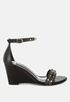 Nidara Studs Embellished Genuine Leather Sandals