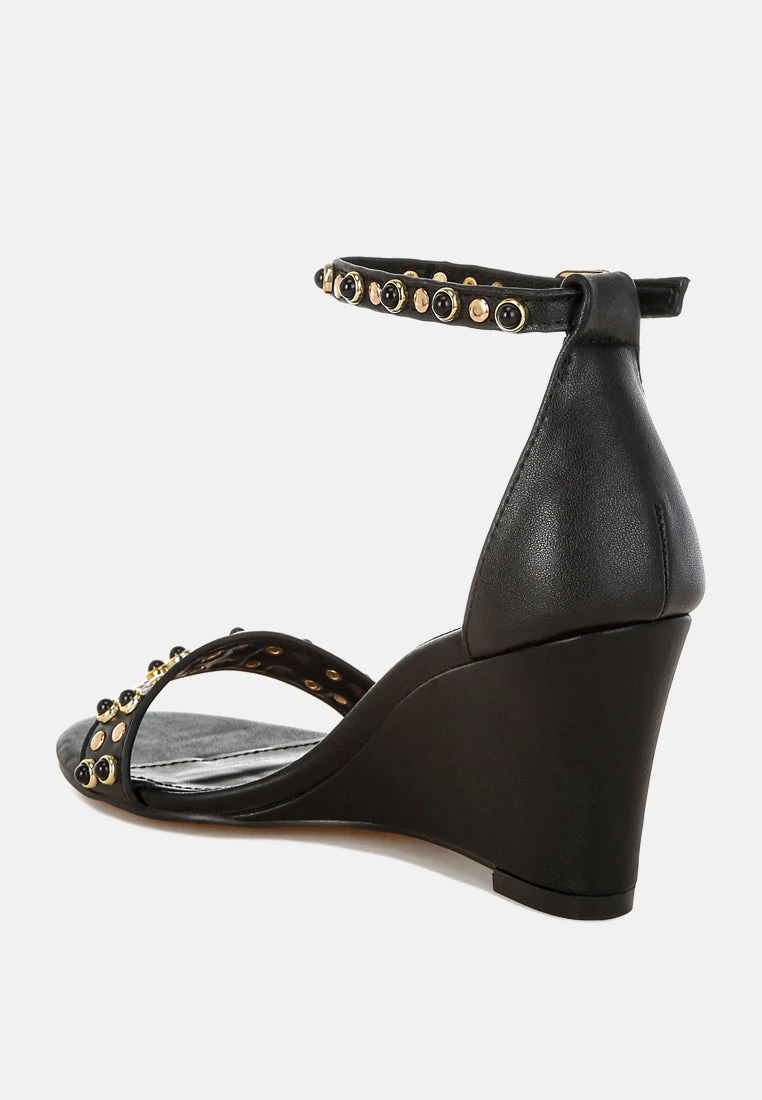 Nidara Studs Embellished Genuine Leather Sandals 4 Nidara Studs Embellished Genuine Leather Sandals - Image 3