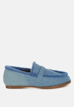 Nivena Fur Detail Denim Loafers
