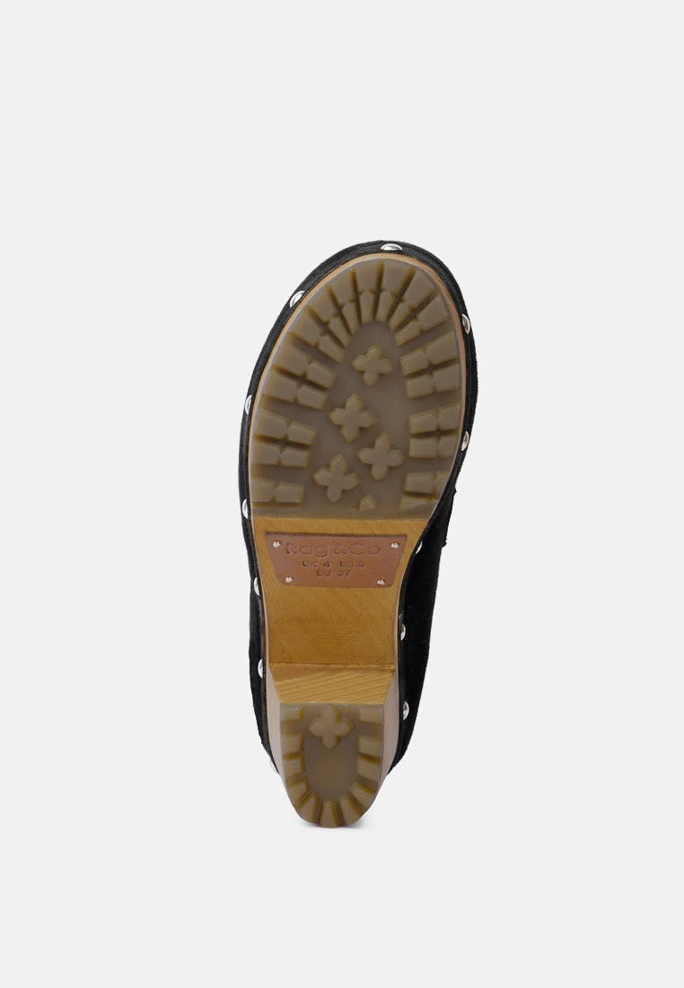 OSAGE Black Clogs Loafers In Fine Suede 9 OSAGE Black Clogs Loafers In Fine Suede - Image 7