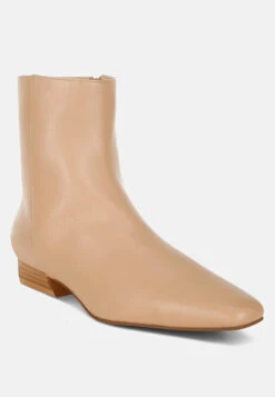 Her Shoe World -Her Shoe World ObitaFlaredHeelGenuineLeatherBootsRCSH5155BEIGE 4