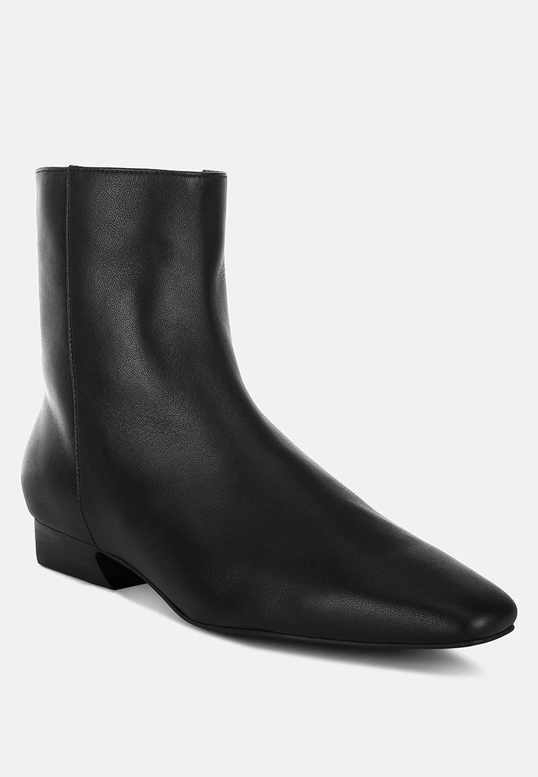 Obita Flared Heel Genuine Leather Boots 14 Obita Flared Heel Genuine Leather Boots - Image 12
