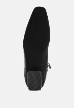 Obita Flared Heel Genuine Leather Boots 31 Obita Flared Heel Genuine Leather Boots -Her Shoe World Obita Flared Heel Genuine Leather Boots RCSH5155 BLACK 4