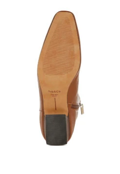 Obita Flared Heel Genuine Leather Boots 26 Obita Flared Heel Genuine Leather Boots -Her Shoe World Obita Flared Heel Genuine Leather Boots RCSH5155 TAN 7