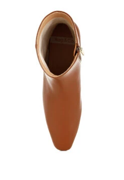 Obita Flared Heel Genuine Leather Boots 25 Obita Flared Heel Genuine Leather Boots -Her Shoe World Obita Flared Heel Genuine Leather Boots RCSH5155 TAN 8