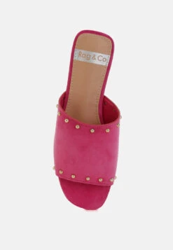 Odalia Soft Suede Leather Studded Flats 17 Odalia Soft Suede Leather Studded Flats -Her Shoe World OdaliaSoftSuedeLeatherStuddedFlatsRCSH5481FUCHSIA 4