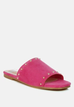 Odalia Soft Suede Leather Studded Flats 15 Odalia Soft Suede Leather Studded Flats -Her Shoe World OdaliaSoftSuedeLeatherStuddedFlatsRCSH5481FUCHSIA 6